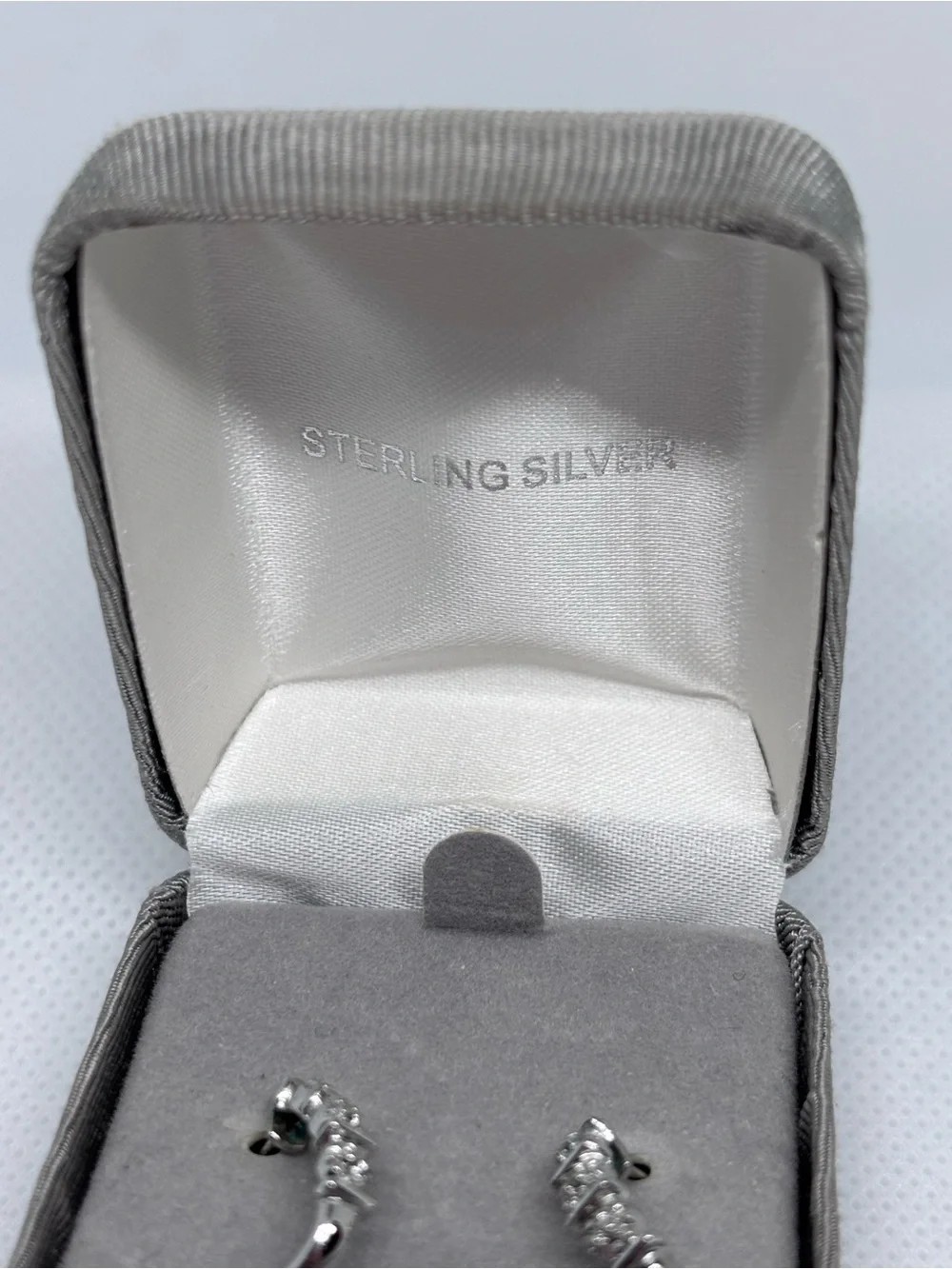 Silver Cubic Zirconia Ear Crawler Earrings - Sparkling Silver